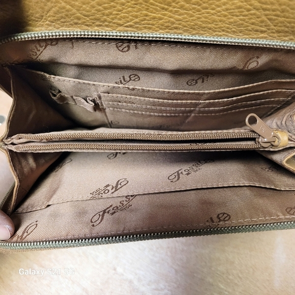 Vintage Fossil “1954” Genuine Brown Leather Crossbody Bag 75082 Y2K - Picture 10 of 12